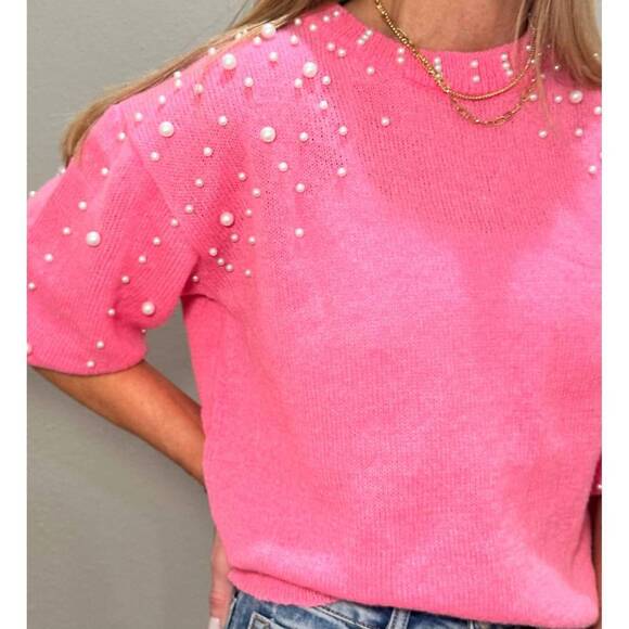 BiBi Pink Pearl Embellished Sweater - Picture 1 of 3